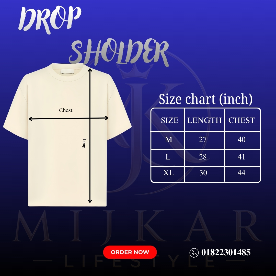 Jerry Design Drop Sholder T-shart size chart