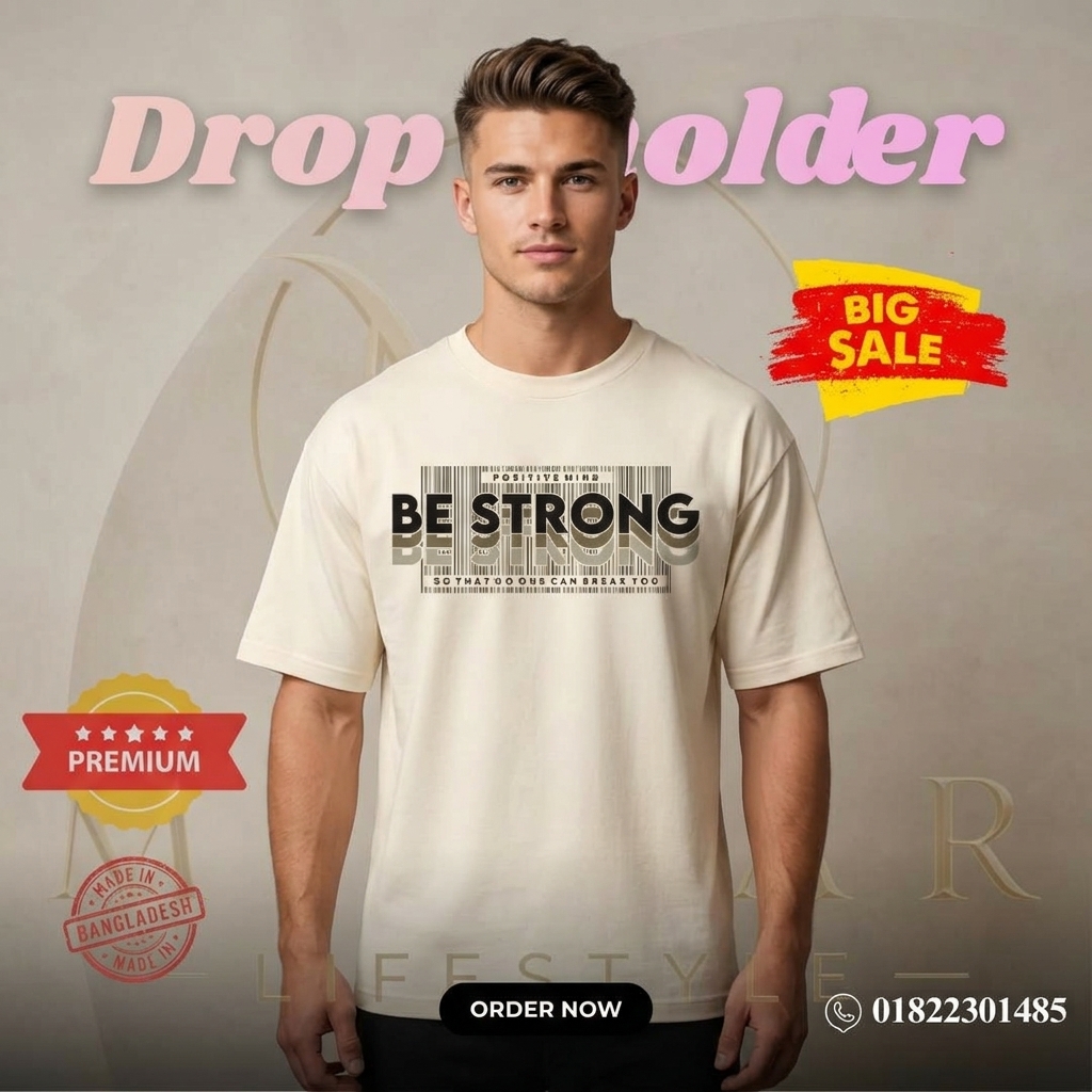 Be Strong Droop Sholder t-Shart